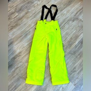 Spyder neon yellow power pant snow/ski pants with removable suspenders  ✨